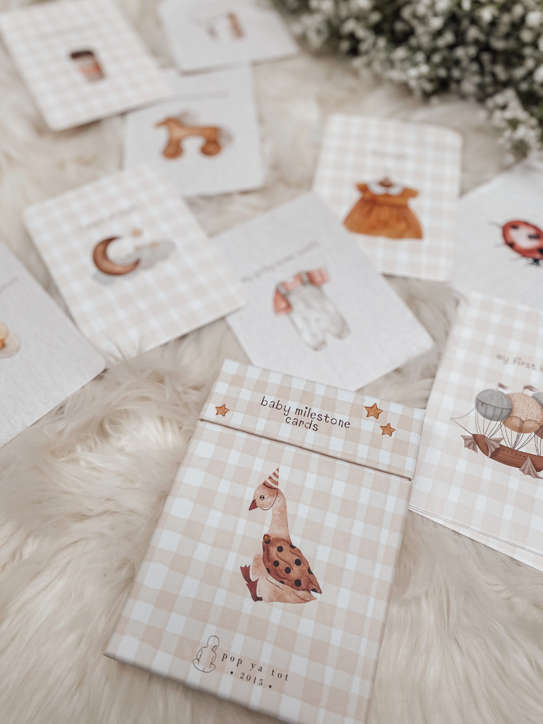 Pop ya tot Whimsical Baby Milestone Cards Husk and Will