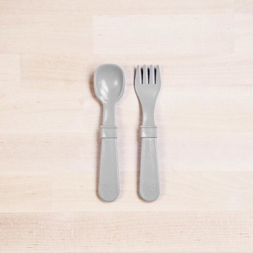 Re-play fork and spoon set grey