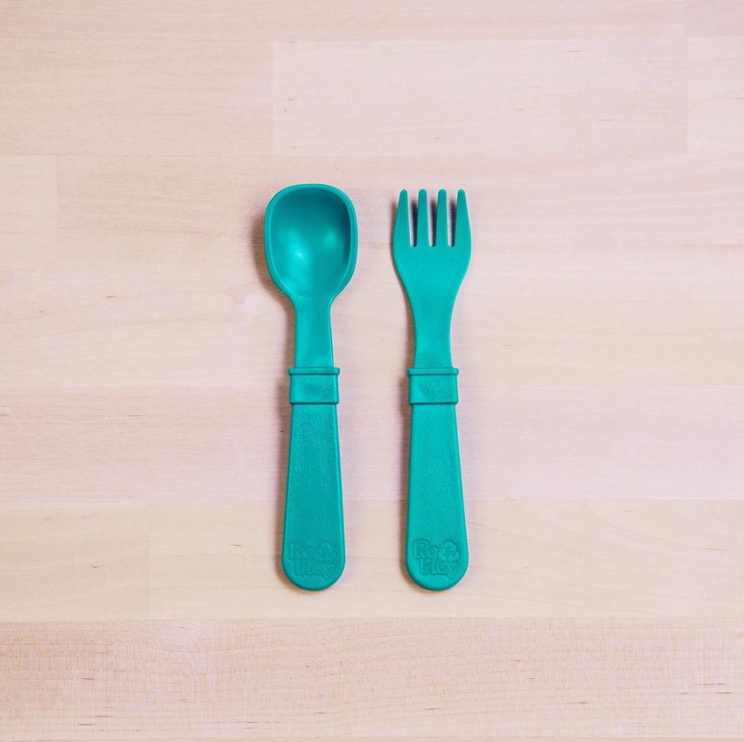 Re-play fork and spoon set teal 
