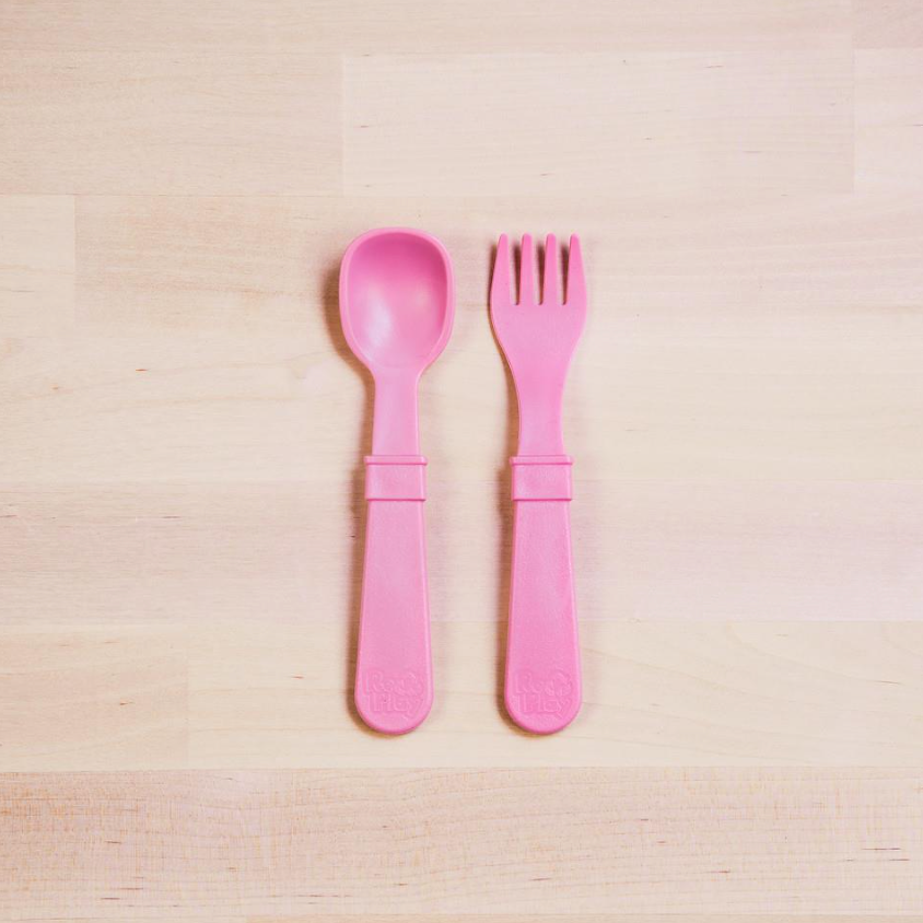Re-play fork and spoon set baby pink 